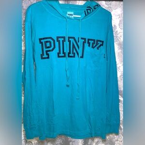 Victoria's Secret PINK Everyday Lounge Campus Pullover Hoodie Aqua Blue.  Sz. XS